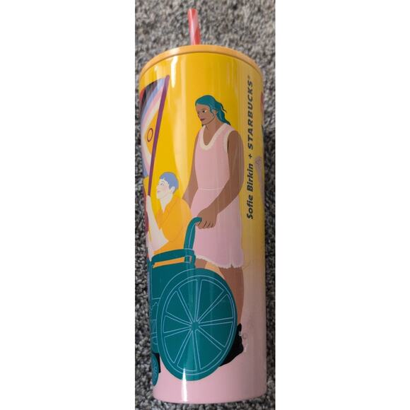 Starbucks Other - Starbucks Sofie Birkin 2024 Yellow Summer Graphic Cold Cup Tumbler Rare EUC